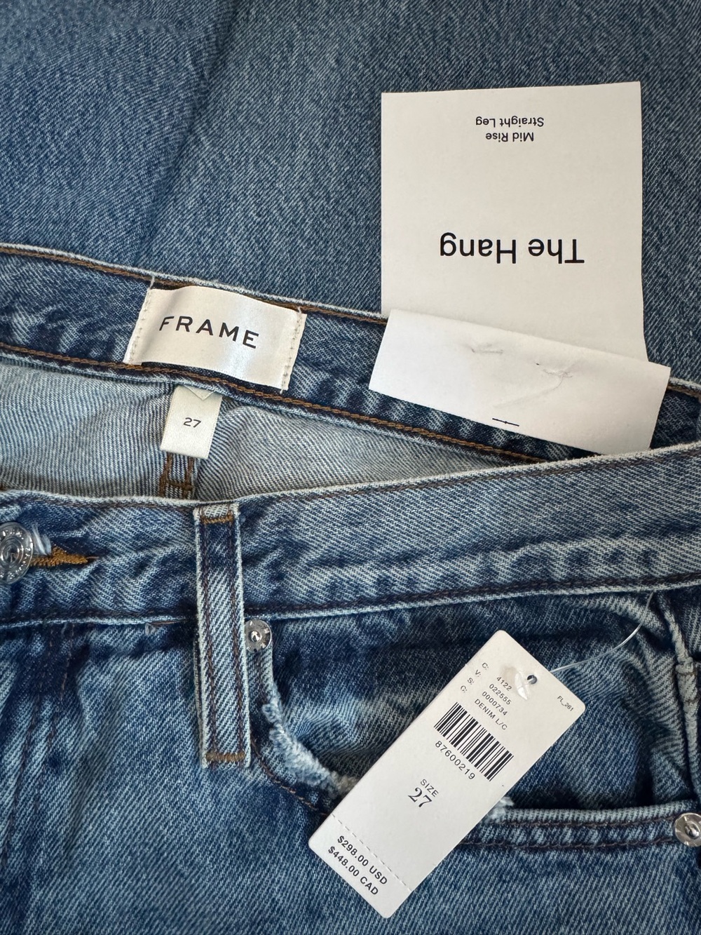 NWT Size 27 - FRAME The Hang 100% Cotton Mid Rise jeans in Seattle (NWT US$ 298) - Picture 6 of 16